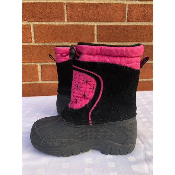 Sporto  Toddler Girls Winter Boots Pink & Black suede man made materials SZ US 7 - Picture 5 of 10